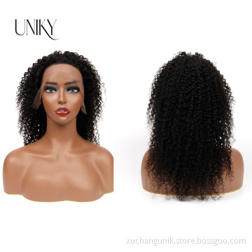 Uniky Fall Season Sale Virgin Hair Kinky Curly Lace Wig 10A Grade Cambodian Cuticle Aligned Virgin Hair Curly Human Hair Wig